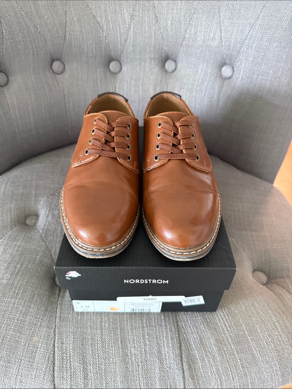 Nordstrom Boy’s Brown Leather Derby Shoes. Size 2